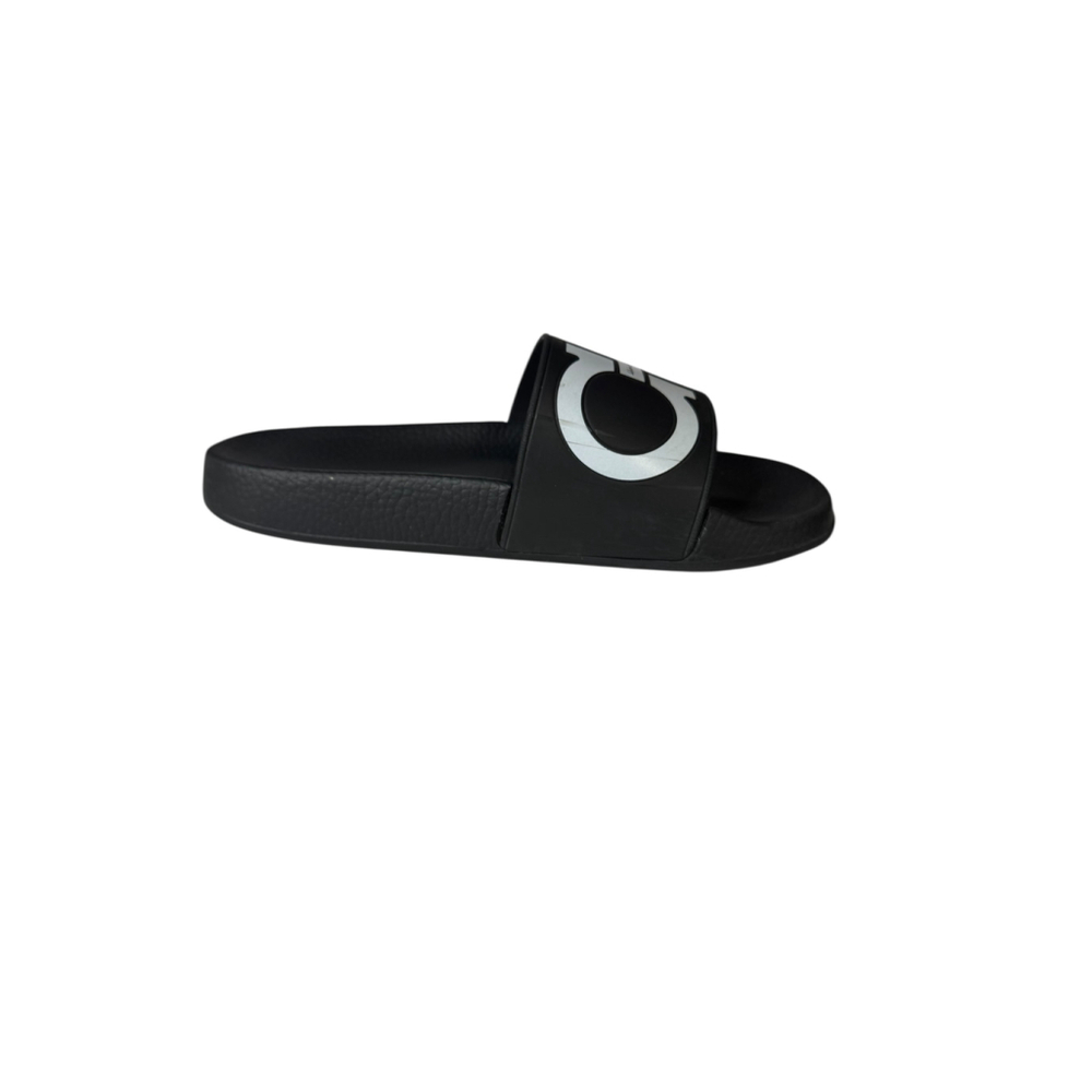 Salvatore Ferragamo Black & White Gancini Slide Sandals Size 7 - Picture 9 of 10